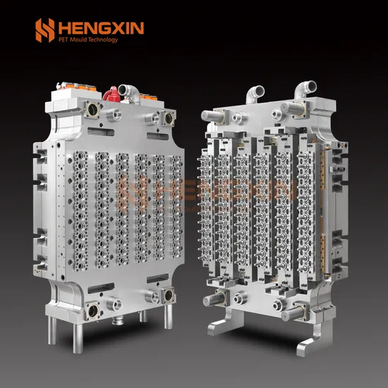 Heißkanal-Preform-Spritzgussform aus Kunststoff mit 72 Mulden für Aquaflaschen, Mineralwasserflaschen, Sparkling-Flaschen und Cola-Flaschen. 15 Sekunden Zykluszeit